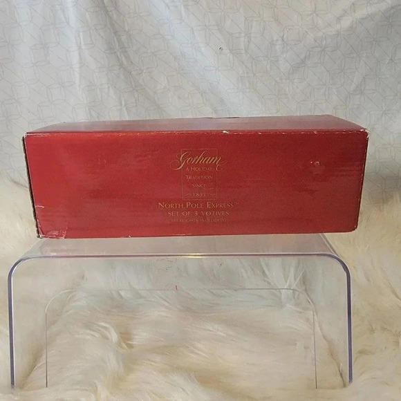 GORHAM North Pole Express Set of 3 Crystal Votives 1990s with original‎ box. - Picture 2 of 7